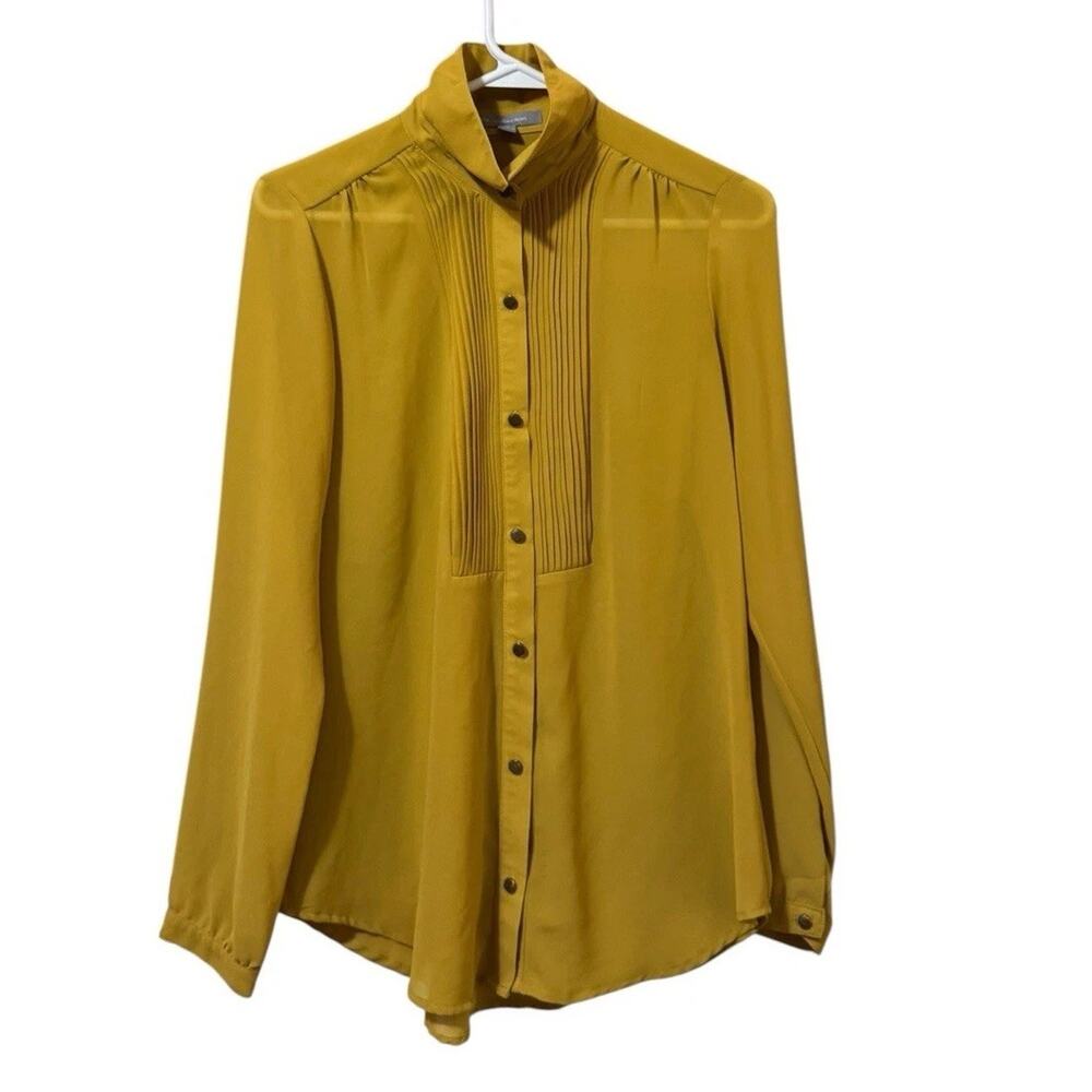 NY Collection Woman Size Small Button Down‎ Blouse Long Sleeve Polyester Classic